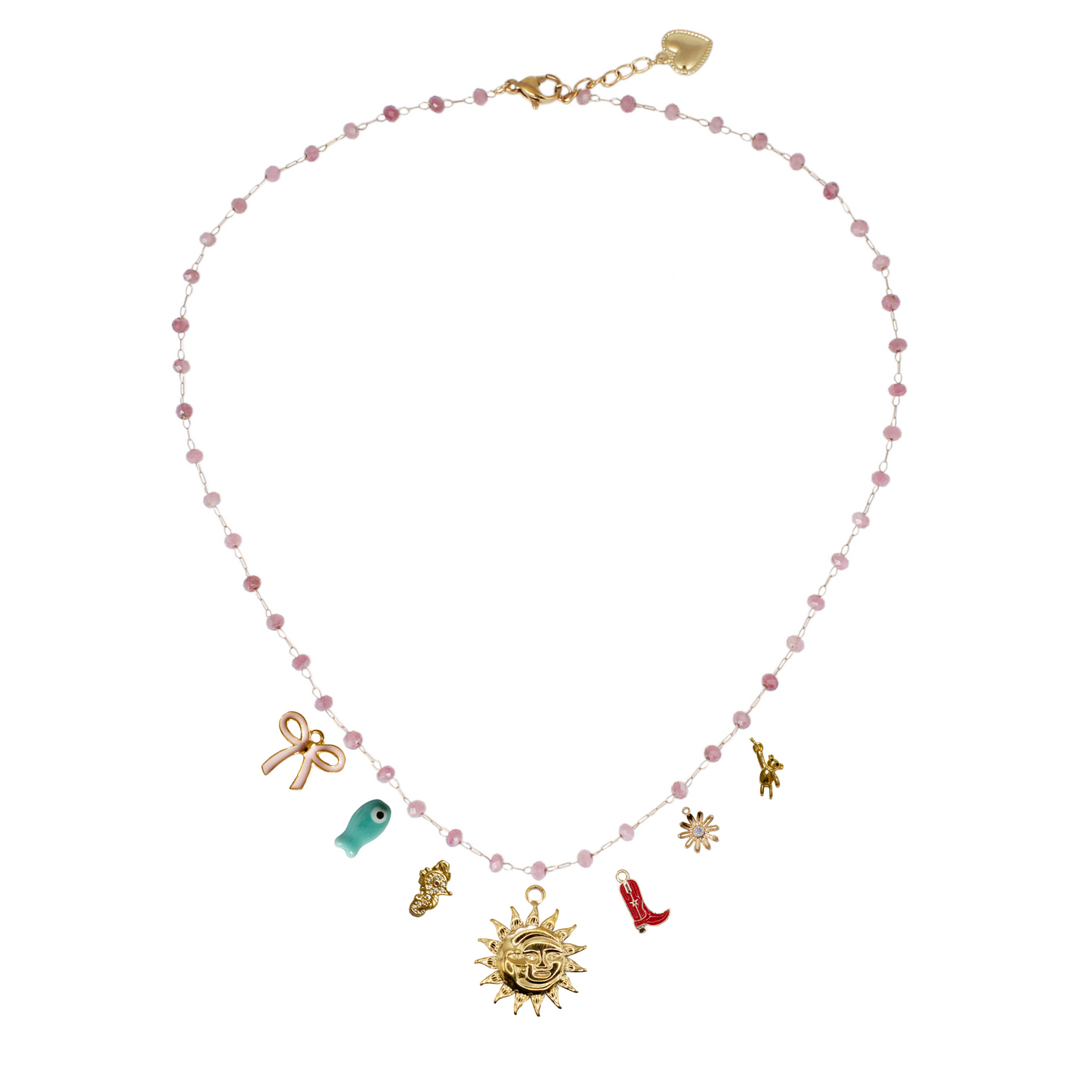 Collier | Chaîne Perlée Tourmaline Rose