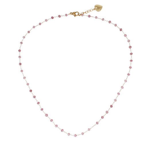 Collier | Chaîne Perlé Tourmaline Rose